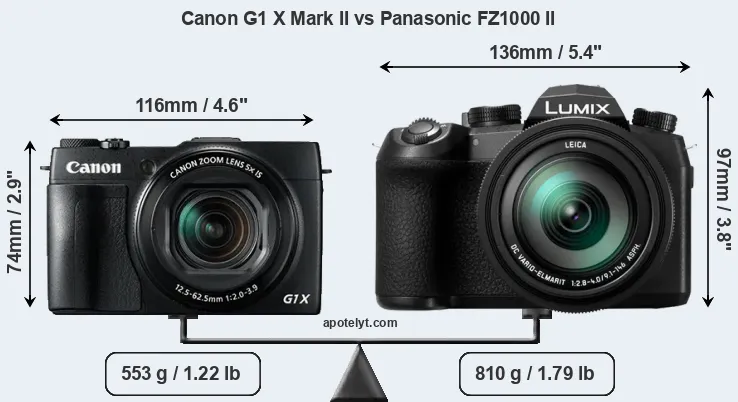 Size Canon G1 X Mark II vs Panasonic FZ1000 II