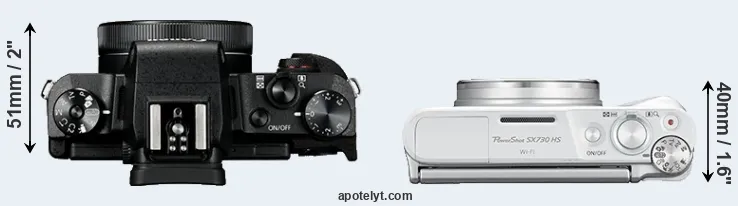 Compare G1X Mark III versus SX730 top
