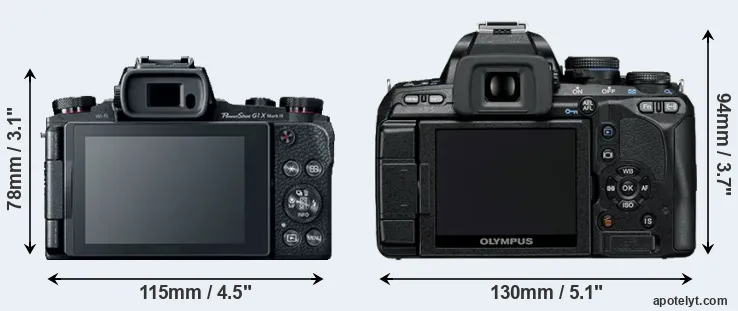 Comparison G1X Mark III or E-600 rear