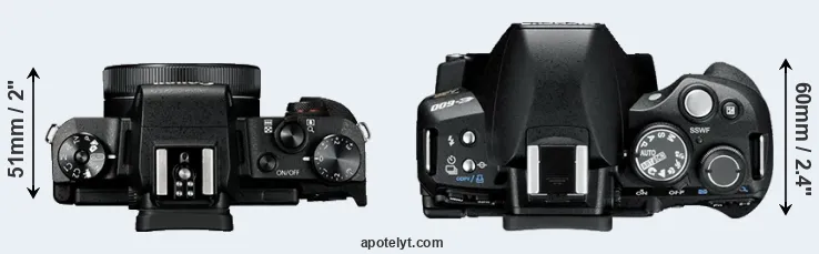 Compare G1X Mark III versus E-600 top