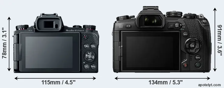Comparison G1X Mark III or E-M1 II rear