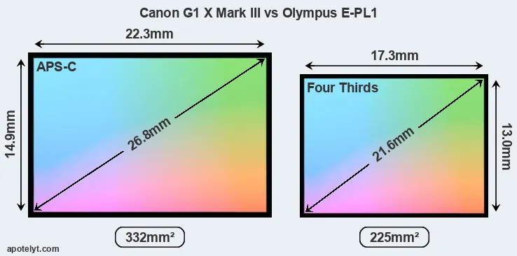 Canon G1 X Mark III and Olympus E-PL1 sensor measures