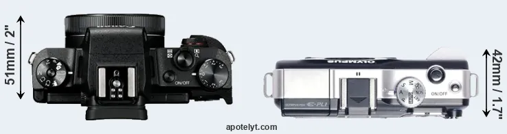 Compare G1X Mark III versus E-PL1 top