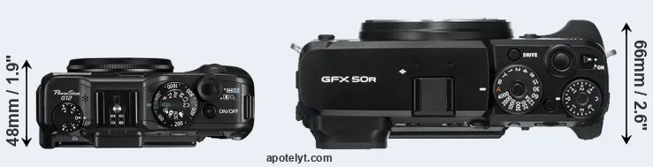 Compare G12 versus GFX 50R top