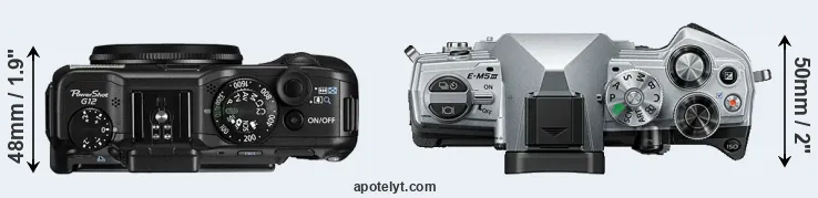Compare G12 versus E-M5 III top