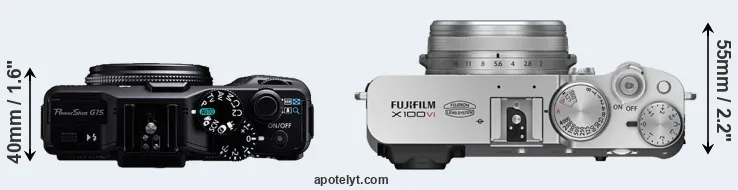 Compare G15 versus X100VI top