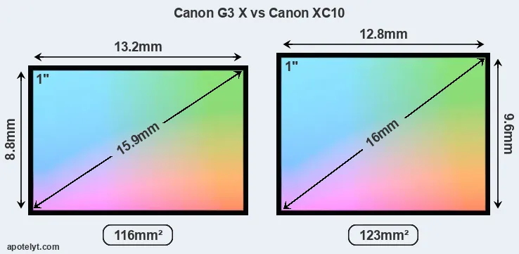 Canon G3 X and Canon XC10 sensor measures