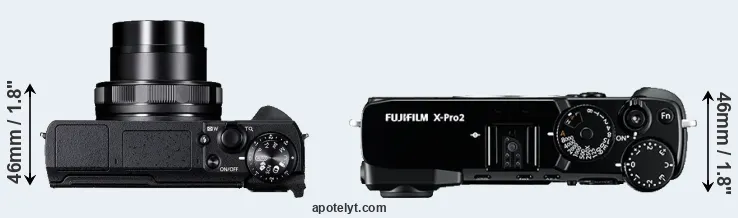 Compare G5X Mark II versus X-Pro2 top