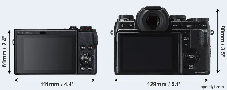 Comparison G5X Mark II or X-T1 rear