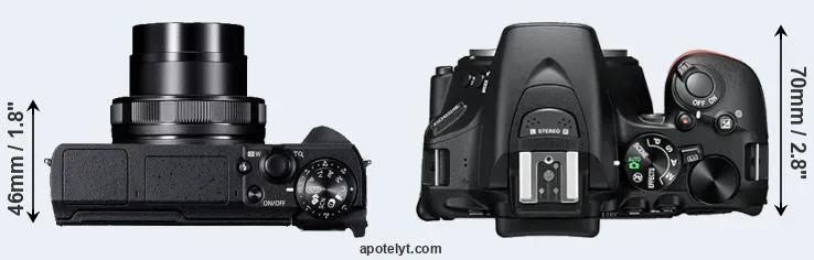 Compare G5X Mark II versus D5600 top