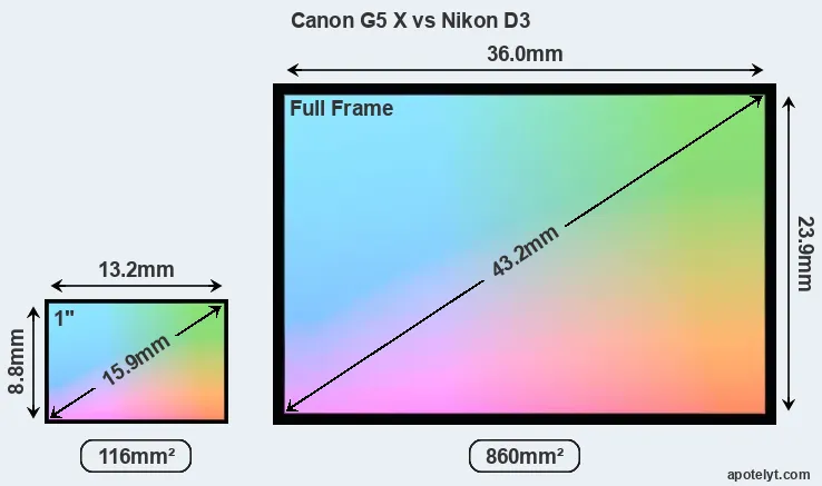 Canon G5 X and Nikon D3 sensor measures