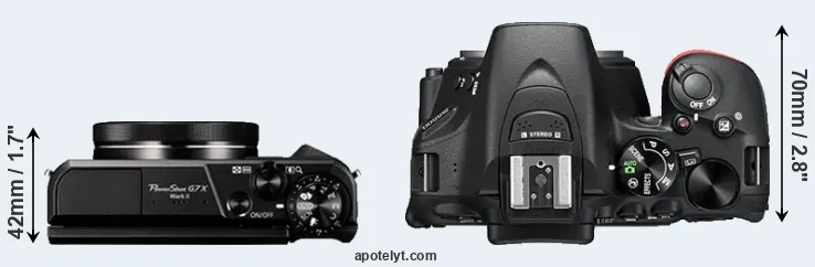 Compare G7X Mark II versus D5500 top