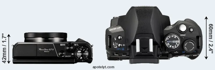 Compare G7X Mark II versus E-620 top