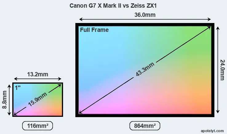 Canon G7 X Mark II and Zeiss ZX1 sensor measures