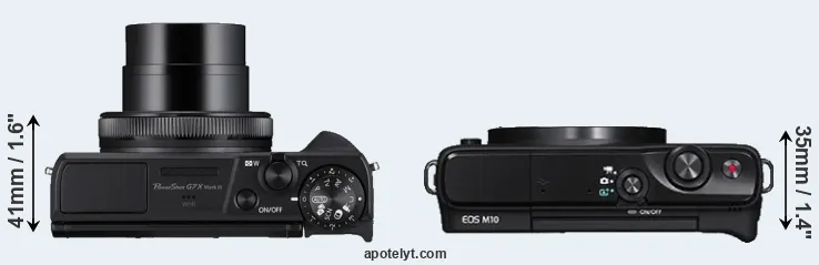 Compare G7X Mark III versus M10 top