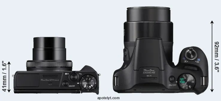 Compare G7X Mark III versus SX540 top