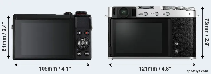 Comparison G7X Mark III or X-E4 rear