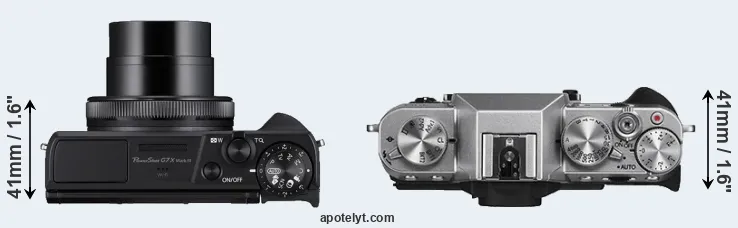 Compare G7X Mark III versus X-T10 top