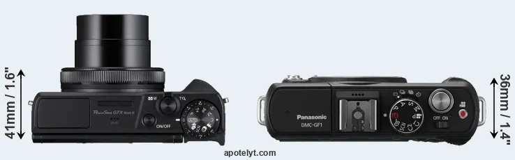 Compare G7X Mark III versus GF1 top