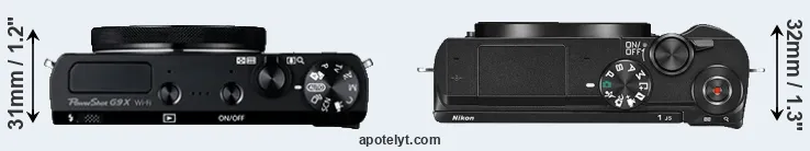 Compare G9X versus J5 top