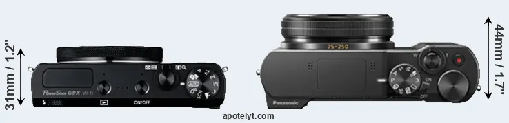 Compare G9X versus TZ100 top