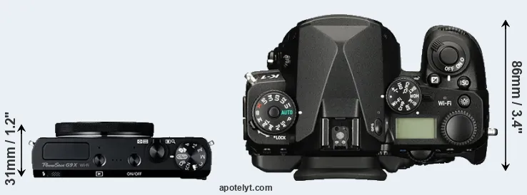 Compare G9X versus K-1 top