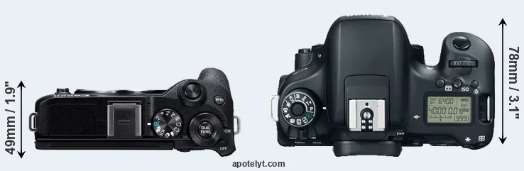 Compare M6 Mark II versus T6s top