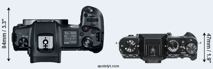 Compare Canon R versus X-T30 top