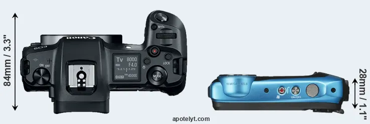 Compare Canon R versus XP140 top