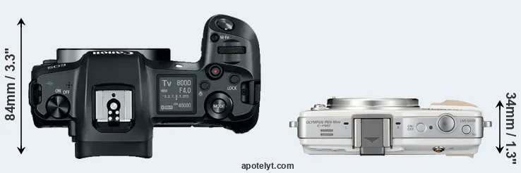 Compare Canon R versus E-PM2 top