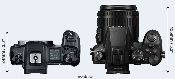 Compare Canon R versus FZ2000 top