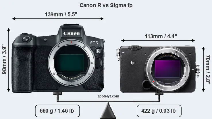 Size Canon R vs Sigma fp
