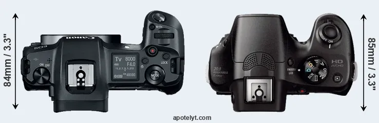 Compare Canon R versus A3000 top