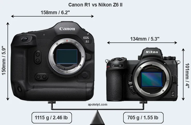 Size Canon R1 vs Nikon Z6 II