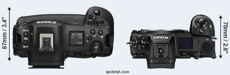 Compare R1 versus Z6 II top