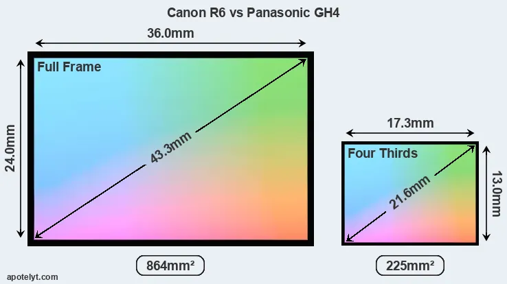 Canon R6 and Panasonic GH4 sensor measures