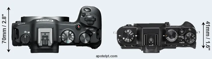Compare R8 versus X-T20 top