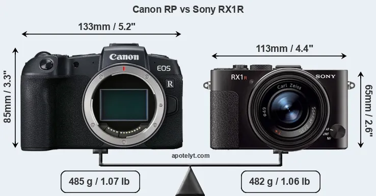 Size Canon RP vs Sony RX1R