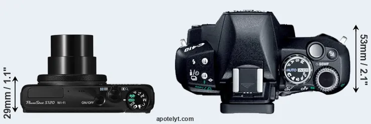Compare S120 versus E-410 top