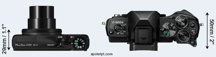 Compare S120 versus E-M10 III top
