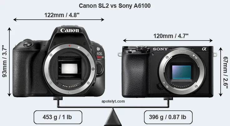 Size Canon SL2 vs Sony A6100