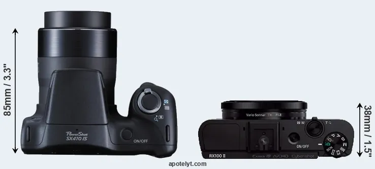 Compare SX410 versus RX100 II top