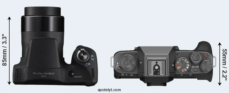 Compare SX430 versus X-T200 top