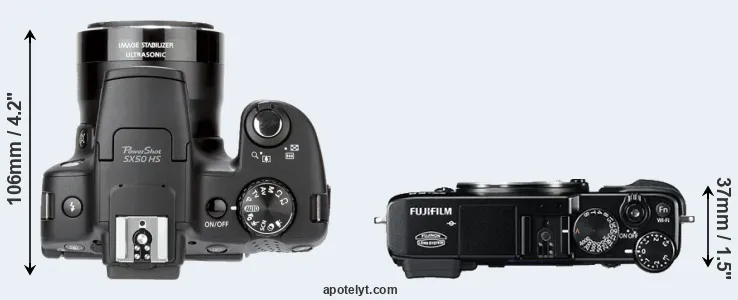 Compare SX50 versus X-E2 top