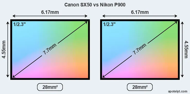 Canon SX50 and Nikon P900 sensor measures