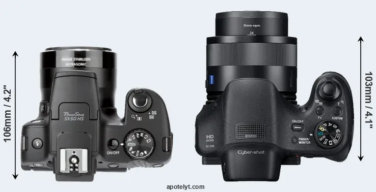 Compare SX50 versus HX350 top