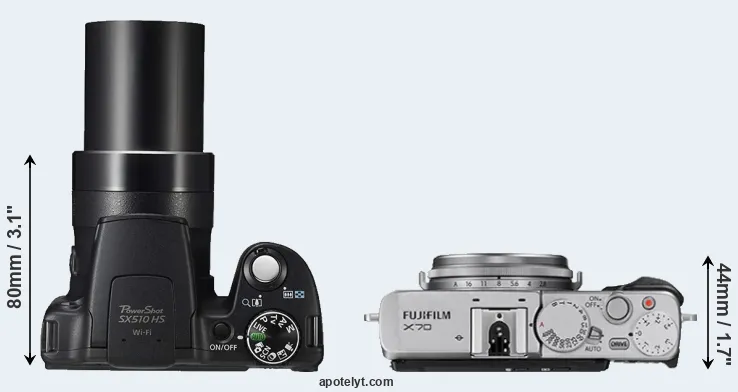 Compare SX510 versus X70 top