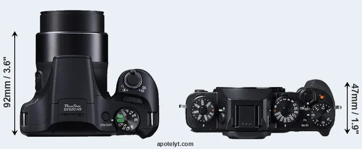 Compare SX520 versus X-T1 top