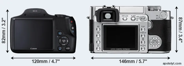 Comparison SX530 or Digilux 3 rear