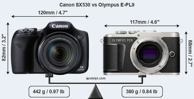Size Canon SX530 vs Olympus E-PL9